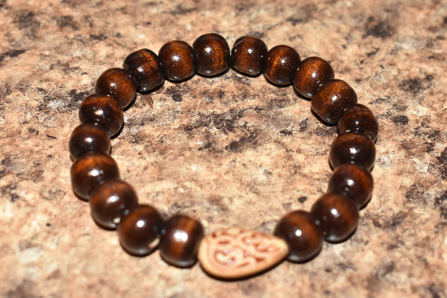 Brown Striped Wood Designed Bracelet