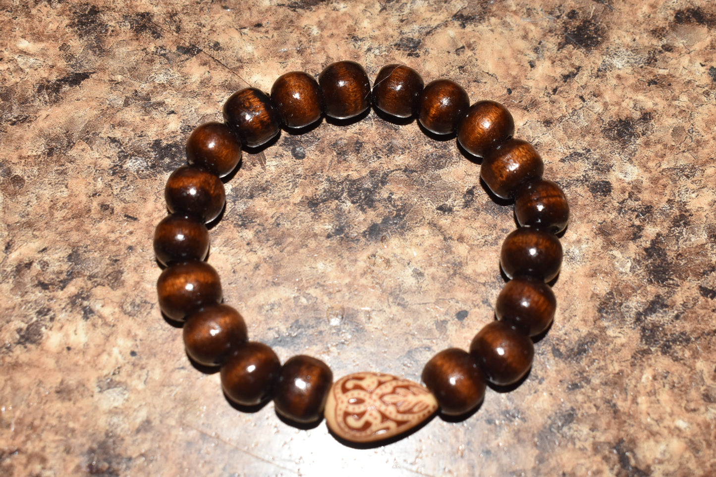 Brown Striped Wood Designed Bracelet