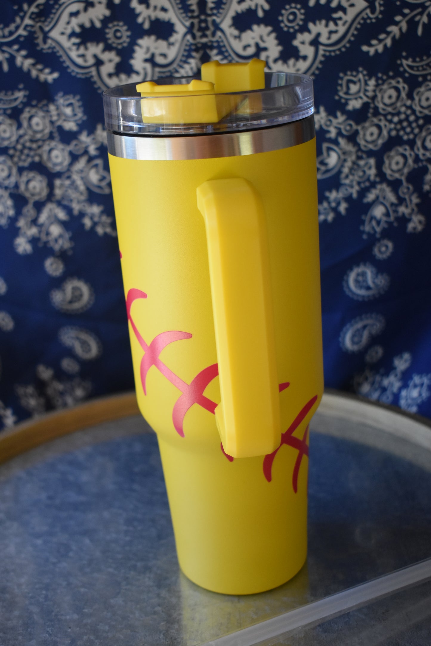 40 oz Yellow Softball Tumbler