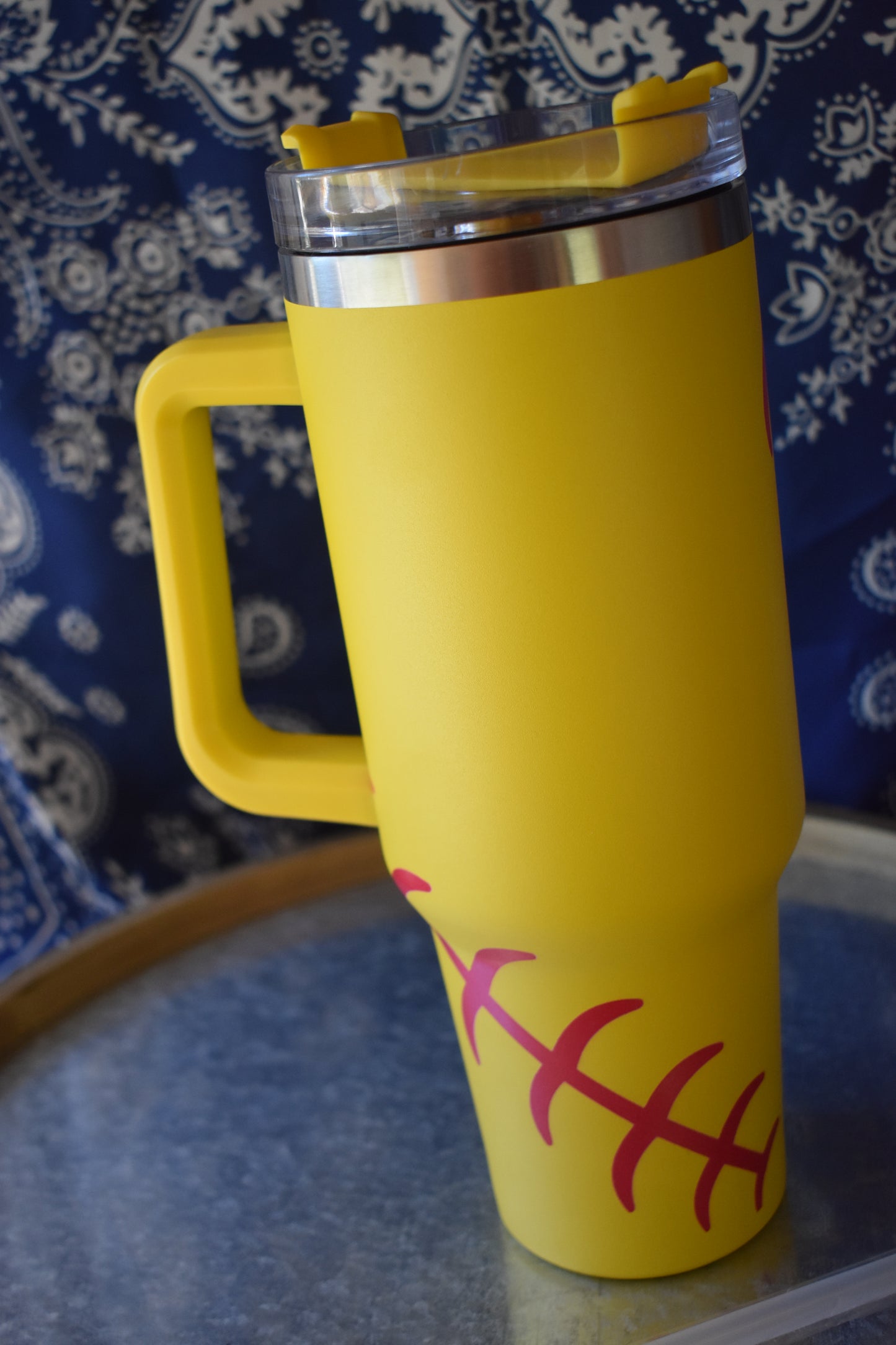 40 oz Yellow Softball Tumbler