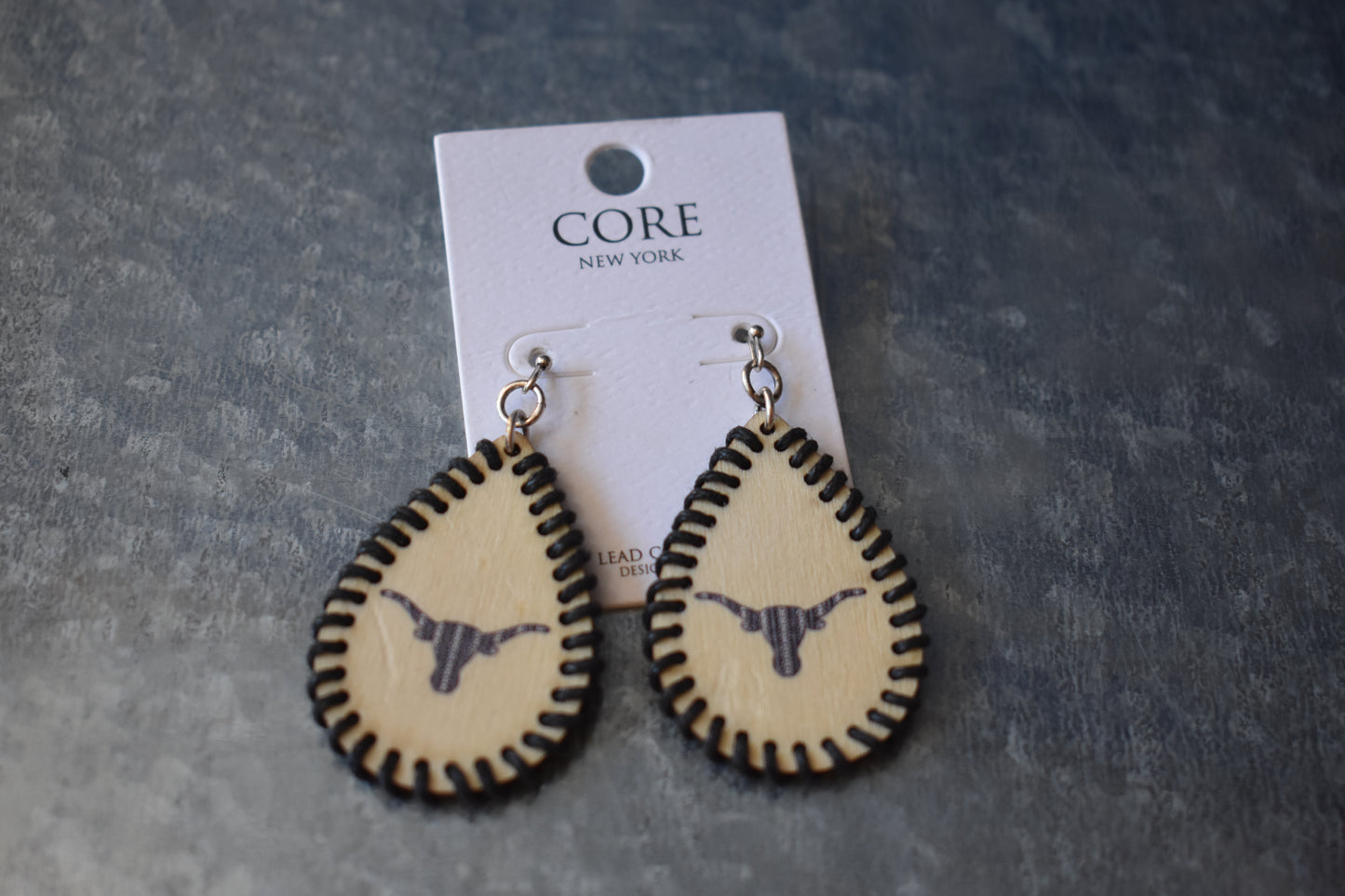 Wooden Longhorn Steer Earrings