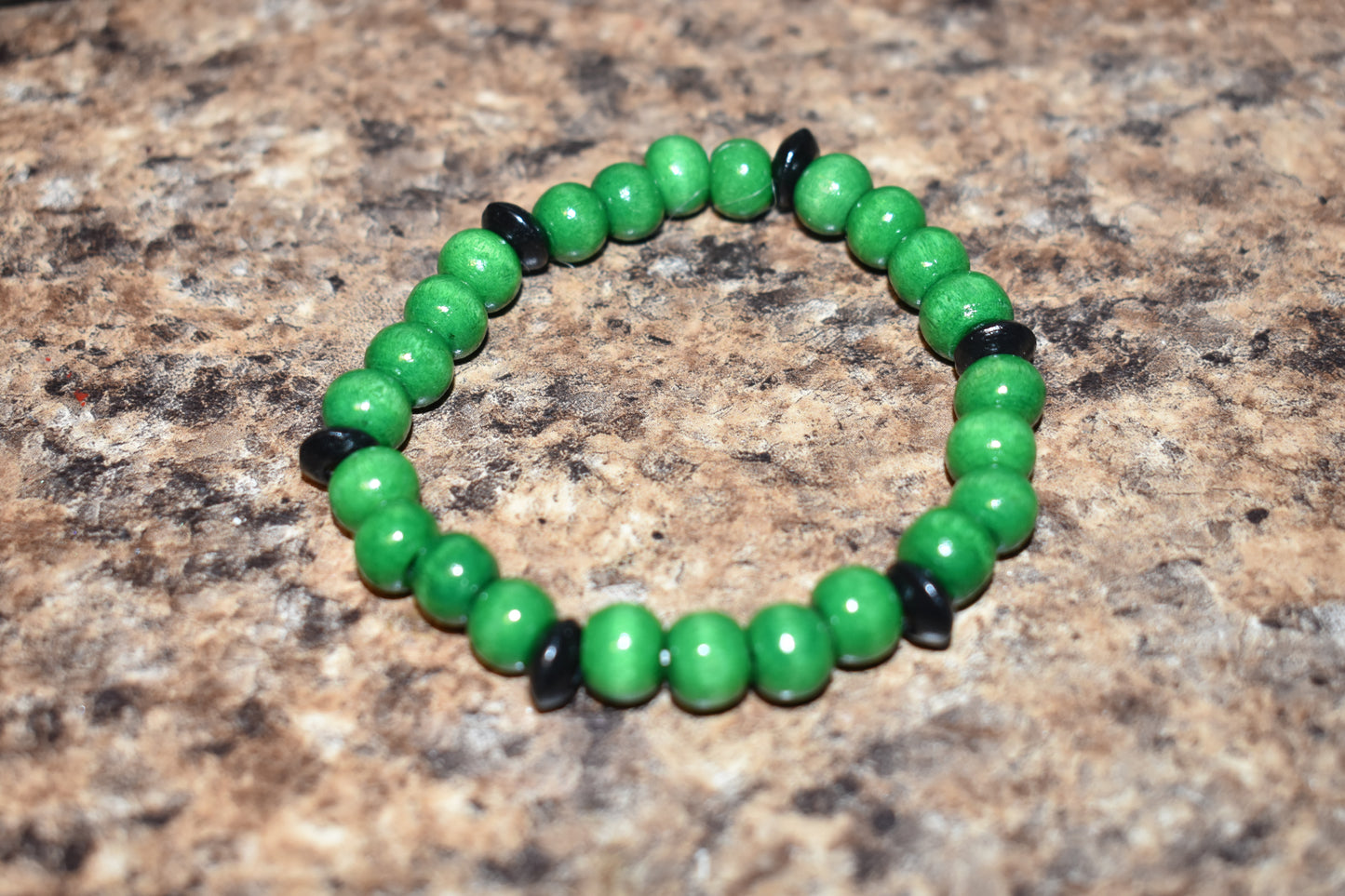 Green Wood Bead Bracelet