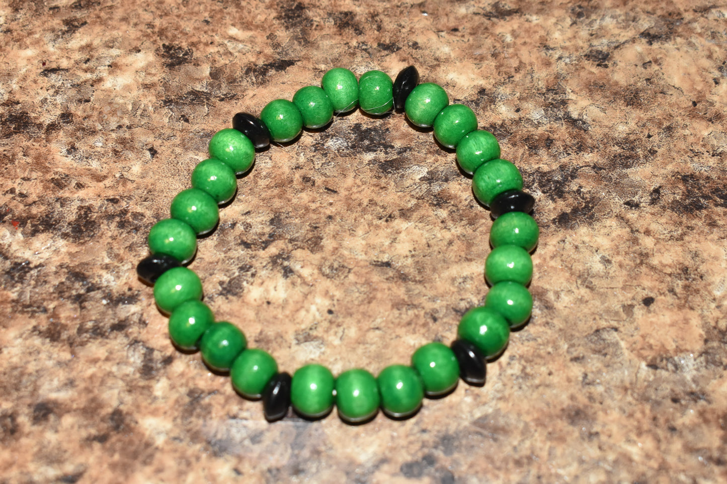 Green Wood Bead Bracelet