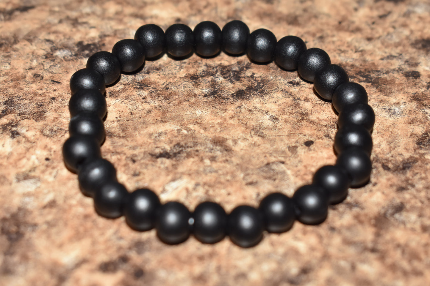 Flat Black Bead Bracelet