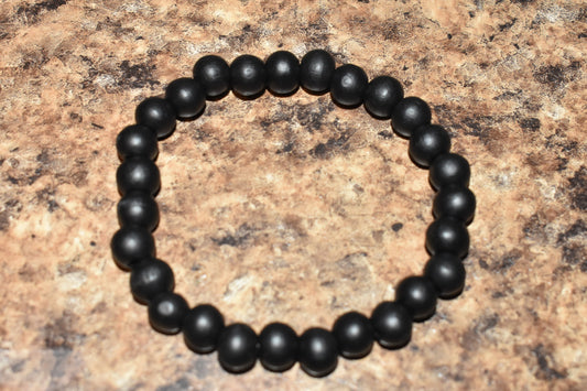 Flat Black Bead Bracelet