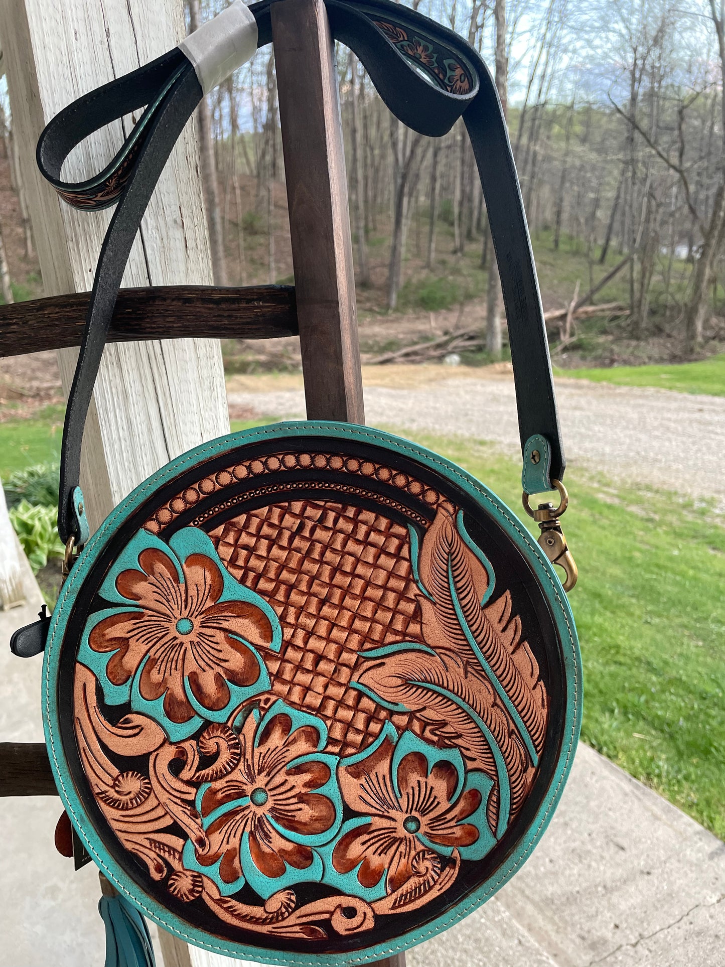 Priceless Love Hand-Tooled Round Bag