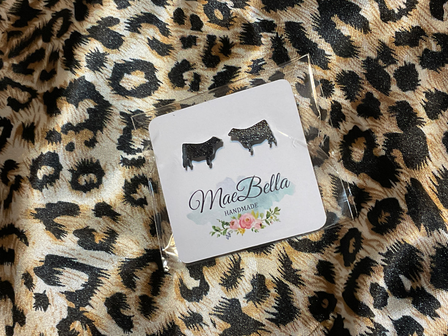 Glitter Cow Earrings