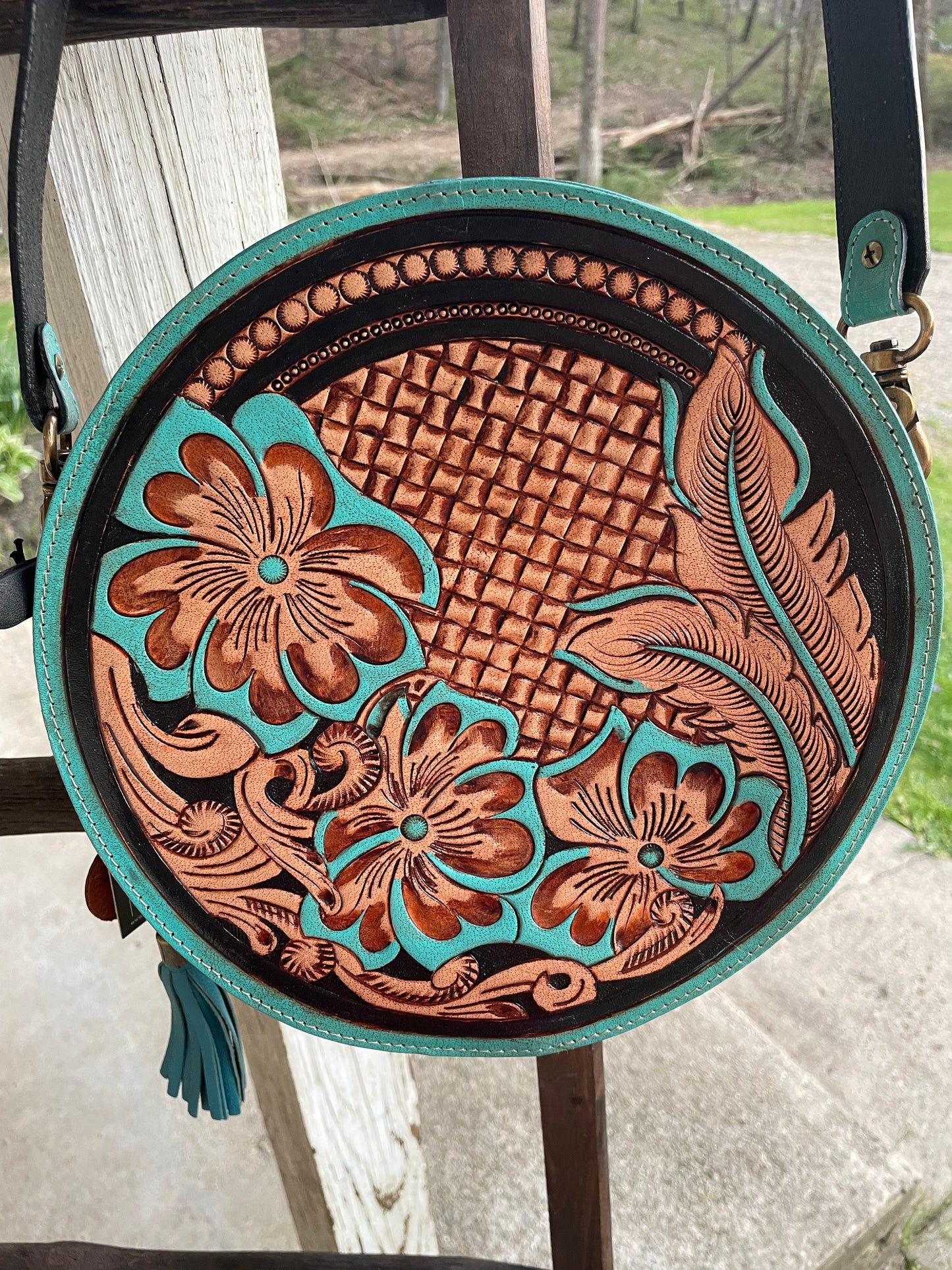 Priceless Love Hand-Tooled Round Bag