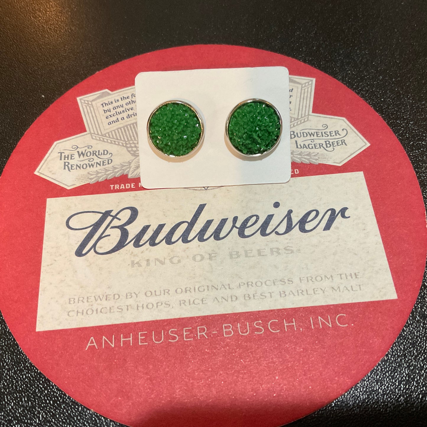 Medium Green chunky Glitter Studs