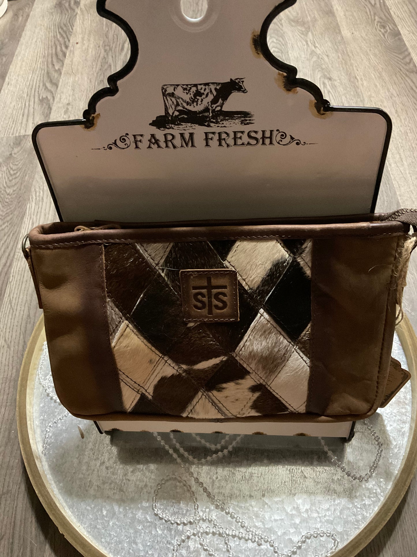 Diamond Simple Cowhide Crossbody